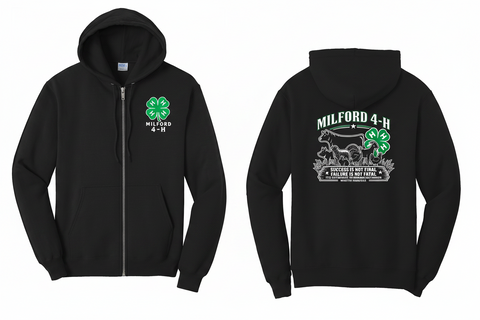 MILFORD 4-H - Pullover Hooded FULL ZIP Sweatshirt