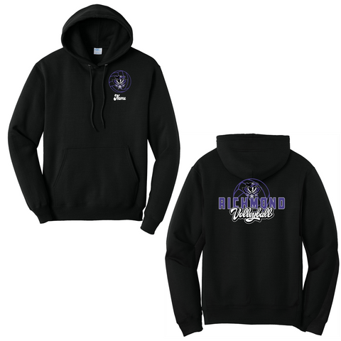 Richmond Rebels Volleyball - Port & Co™ Core Fleece Pullover Hooded Sweatshirt. PC78H