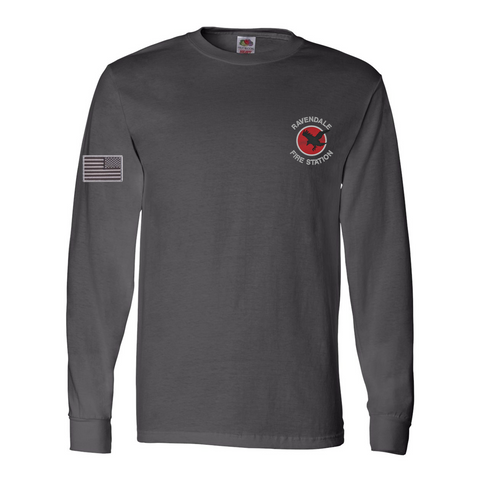 Ravendale Fire Station - Fruit of the Loom HD Cotton *LONG SLEEVE* T-Shirt- Charcoal