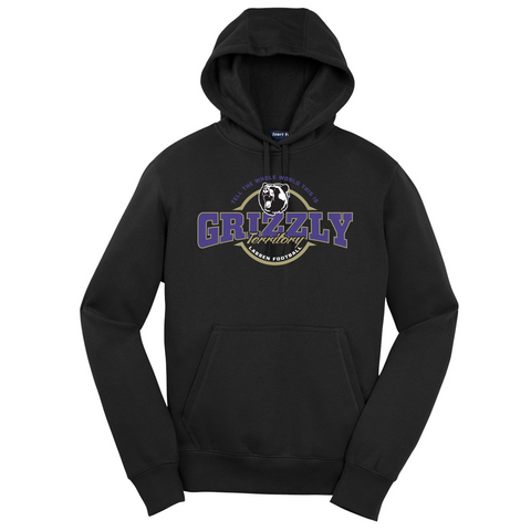 **SALE** LASSEN FOOTBALL - TELL THE WHOLE WORLD THIS IS GRIZZLY TERRITORY  - Sport-Tek® Pullover Hooded Sweatshirt. ST254