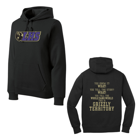 **SALE** LASSEN FOOTBALL - GRIZZLY CHANT  - Sport-Tek® Pullover Hooded Sweatshirt. ST254