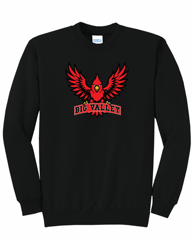 BIG VALLEY CARDINALS - PC78  Port & Co™ Core Fleece Crewneck Sweatshirt - FLYING CARDINAL DESIGN