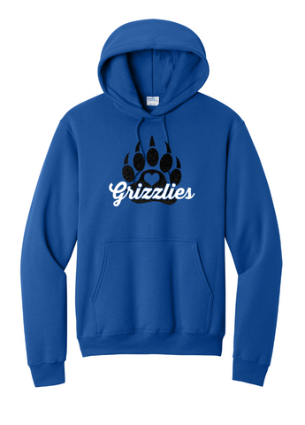JOHNSTONVILLE GRIZZLIES - PC78H  Port & Co® Core Fleece Pullover Hooded Sweatshirt GLITTER DESIGN