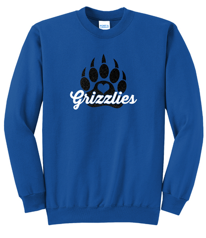 JOHNSTONVILLE GRIZZLIES - PC78 Port & Co® Core Fleece Crewneck Sweatshirt - GLITTER DESIGN