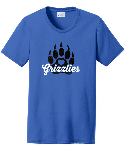 JOHNSTONVILLE GRIZZLIES - LPC55 Port & Co® Women's Core Blend Tee GLITTER DESIGN