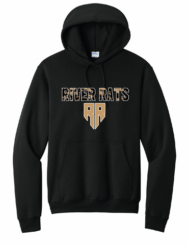 RIVER RATS BASEBALL - PC78H  Port & Co® Core Fleece Pullover Hooded Sweatshirt - BLACK