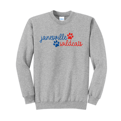 JANESVILLE WILDCATS -Crewneck Sweatshirt *GLITTER*