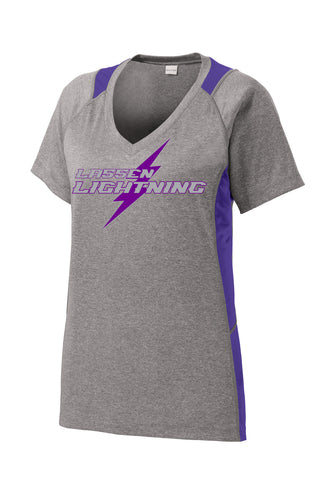 LASSEN LIGHTNING - Ladies Colorblock Tee - Gray/Purple
